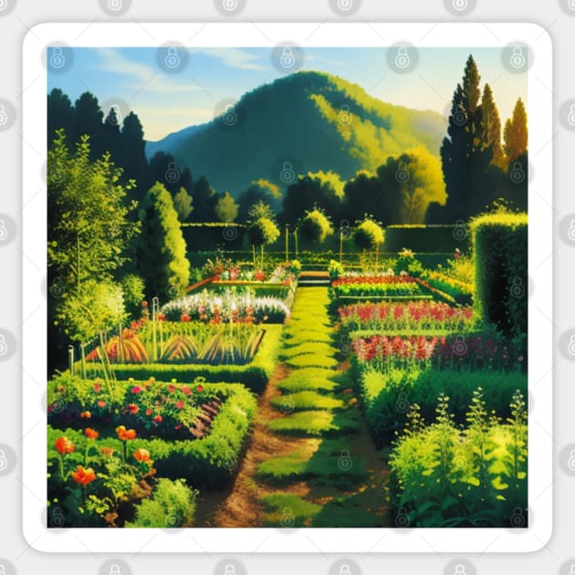 Vibrant Vegetable Garden in Summer - Inspired Scenery Sticker by CursedContent